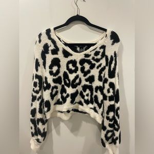 Cow Print Cropped Sweater